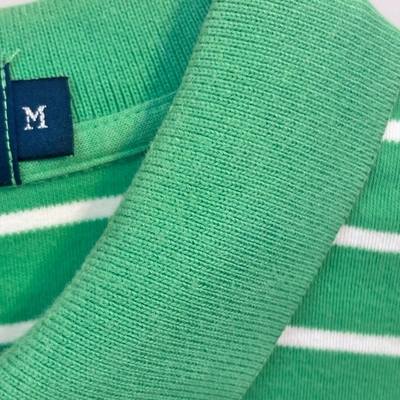 Polo by Ralph Lauren Green and White Striped Polo Shirt Medium 100% cotton - Picture 8 of 9